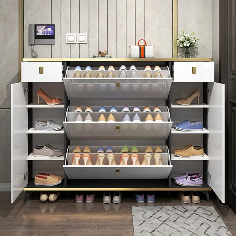 Shoe Rack Cabinet Narrow Entryway - Gabinetes de zapatos estrechos ultrafinos, almacenamiento