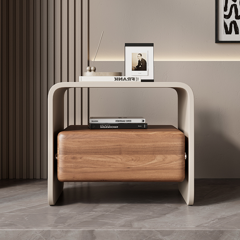 Solid Wood Nightstand 2 Drawers - Mesitas de Noche Giratorias de Madera