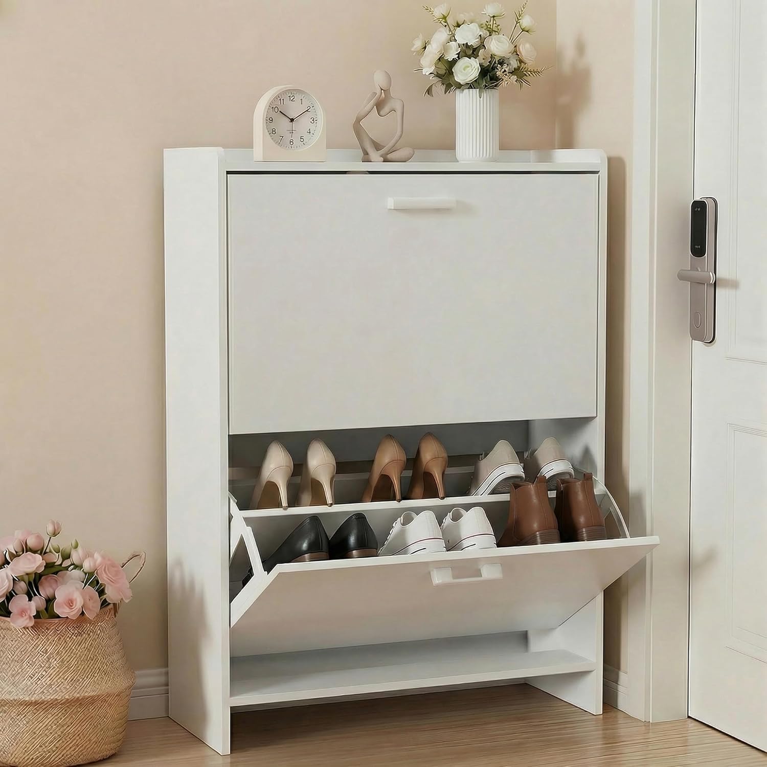 Shoe Rack Cabinet Narrow Entryway - # Zapatero Estrecho con 2 Cajones
