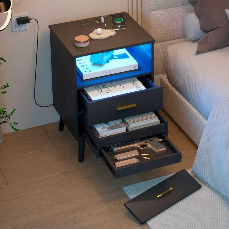 Solid Wood Nightstand 2 Drawers - Mesita de noche con cajón Mesita