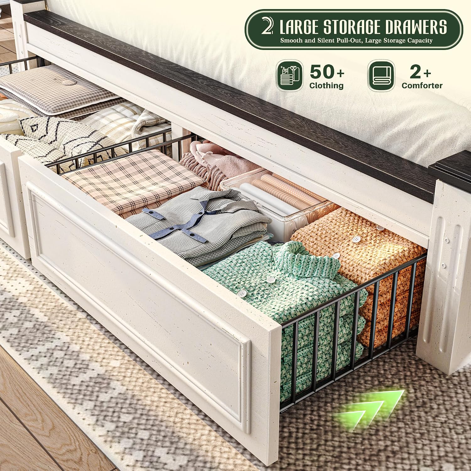 King Size Bed Frame With Storage Drawers - Base de Cama King Size con