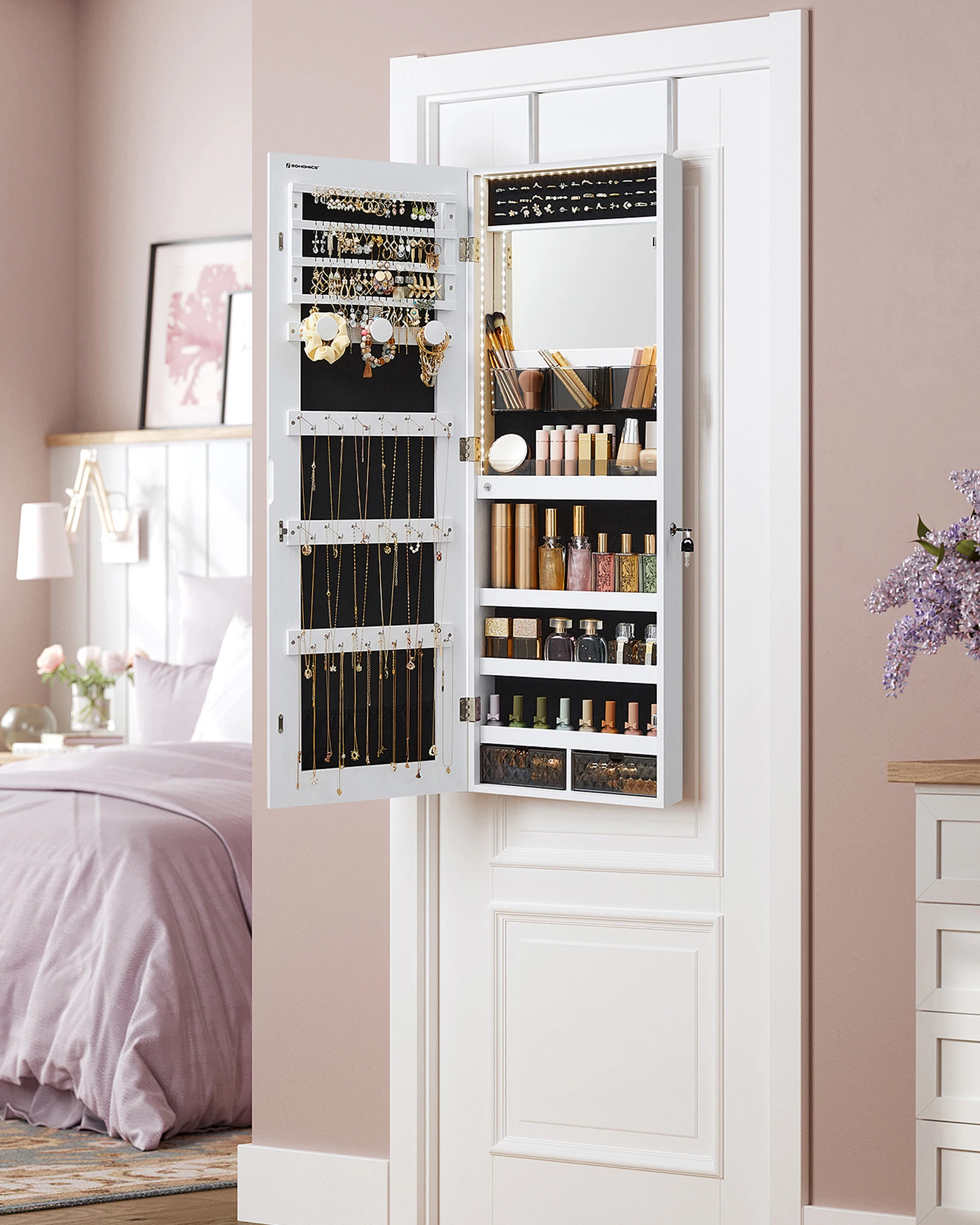 Full Length Mirror Jewelry Armoire - # Gabinete de joyería multifuncional Gabinete