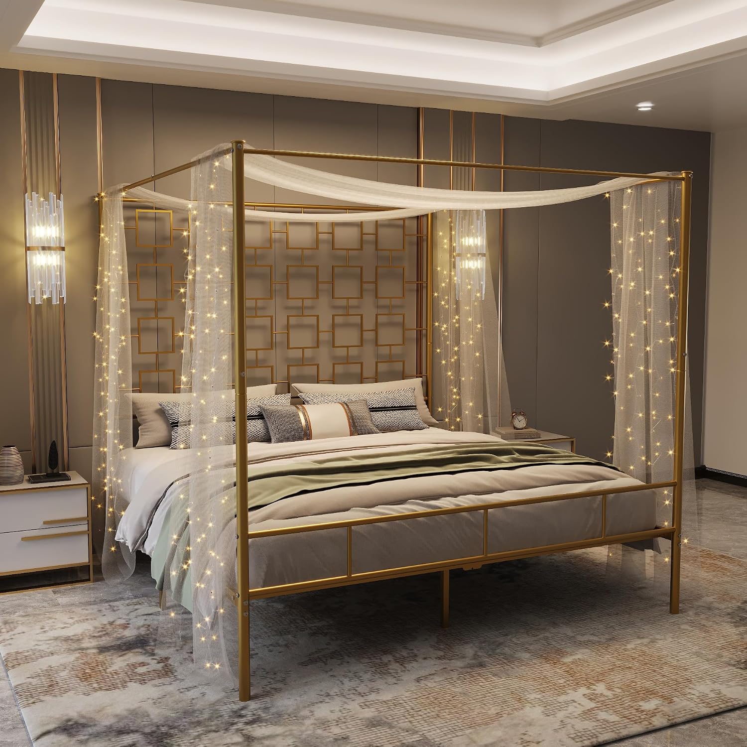 Canopy Bed Frame Metal Queen - Base de Cama Queen con Dosel