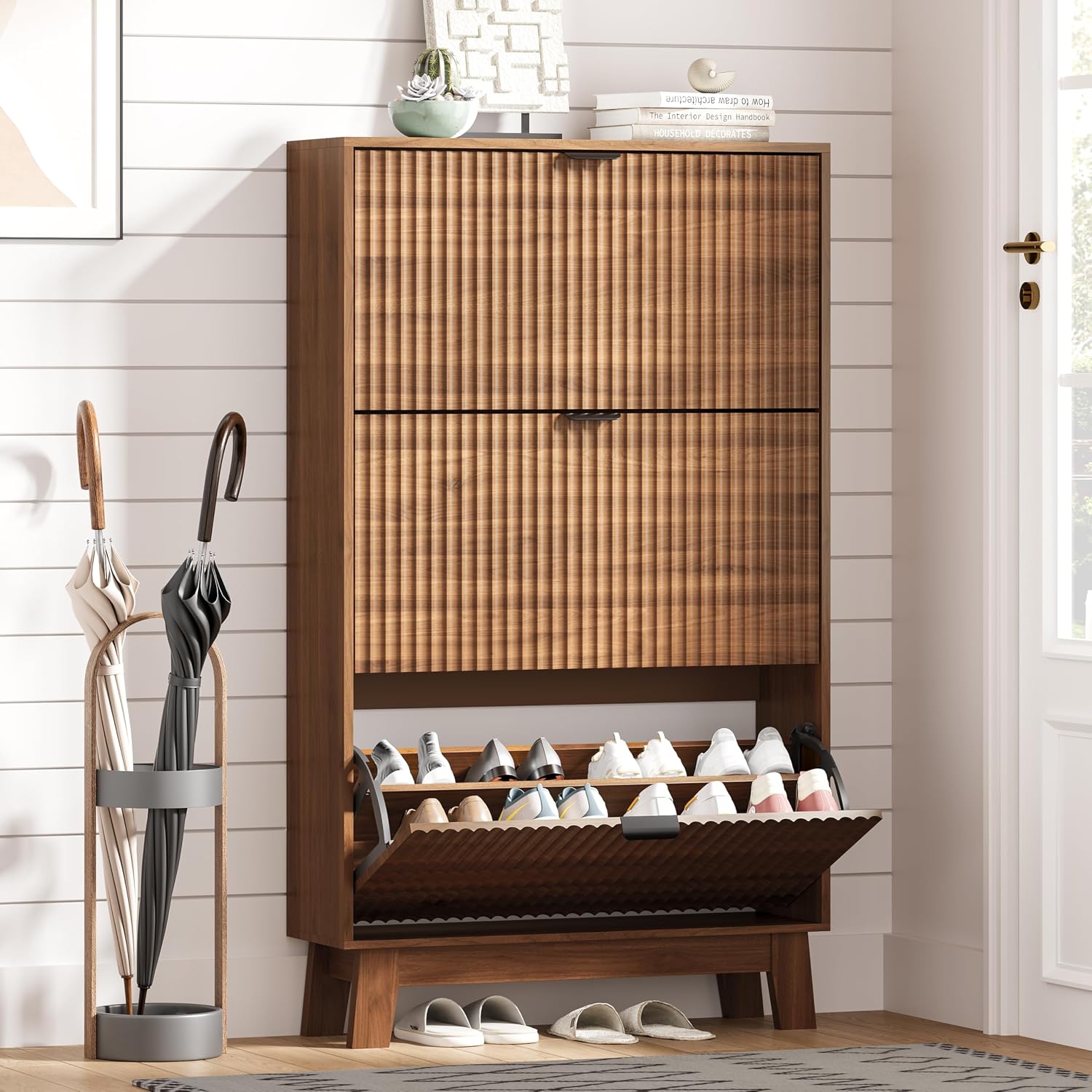 Shoe Rack Cabinet Narrow Entryway - Mueble zapatero de entrada con 3