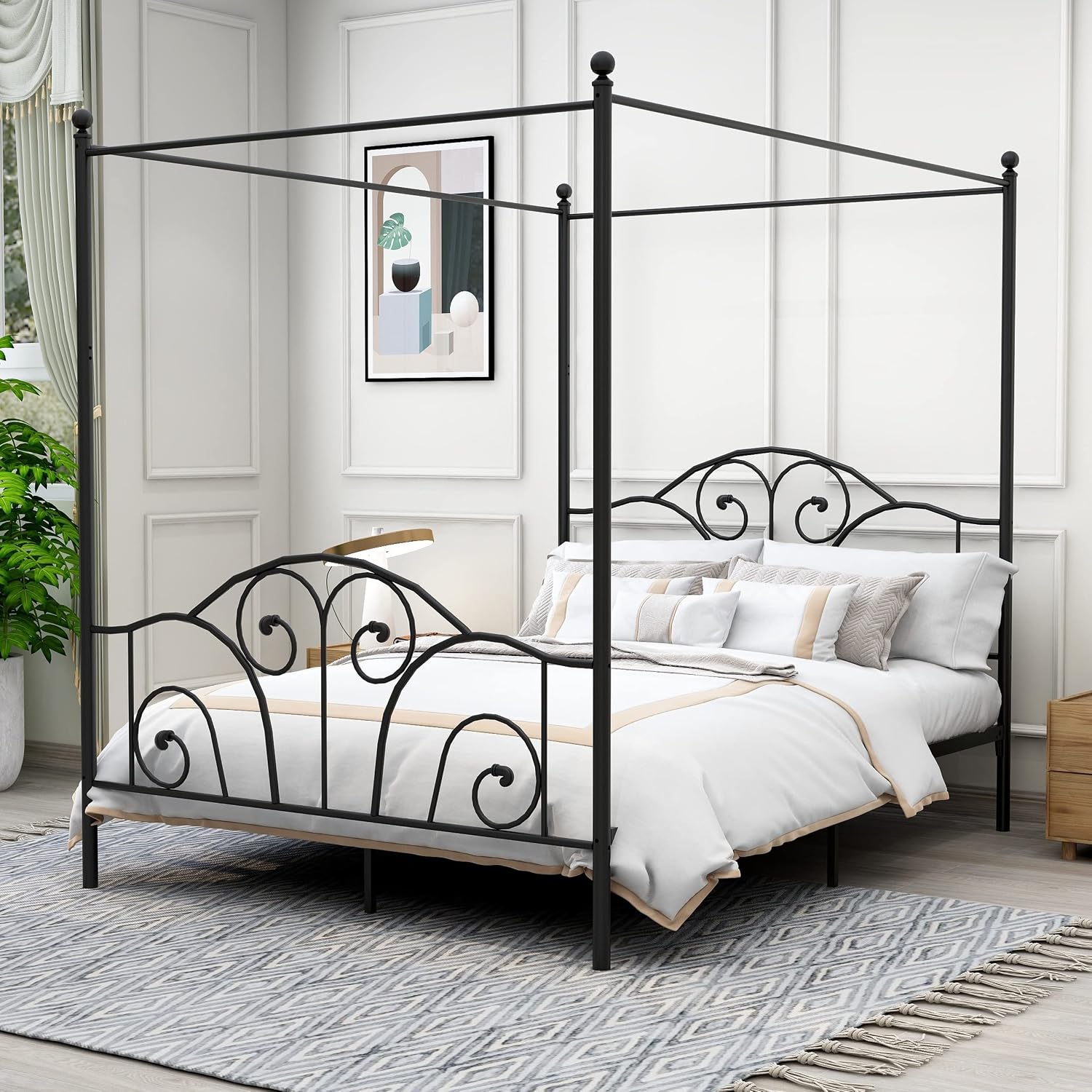 Base de Cama de Metal con Told - Canopy Bed Frame Metal Queen reseña y precio