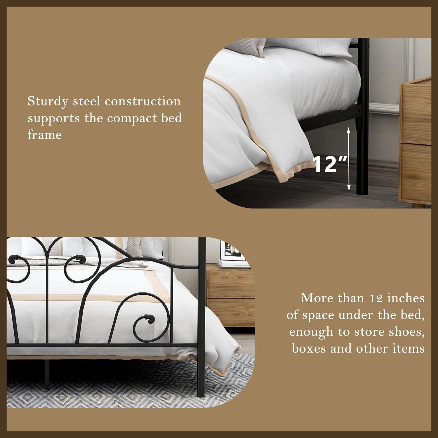 Base de Cama de Metal con Told - Canopy Bed Frame Metal Queen reseña y precio