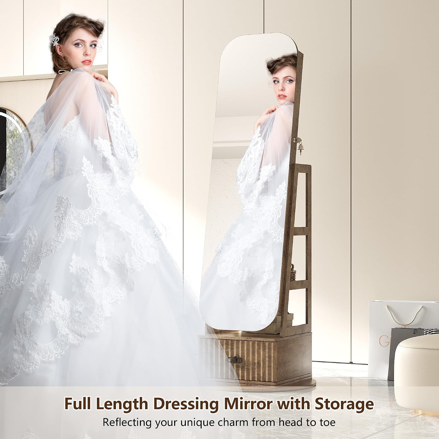 Organizador de Joyas Giratorio - Full Length Mirror Jewelry Armoire reseña y precio