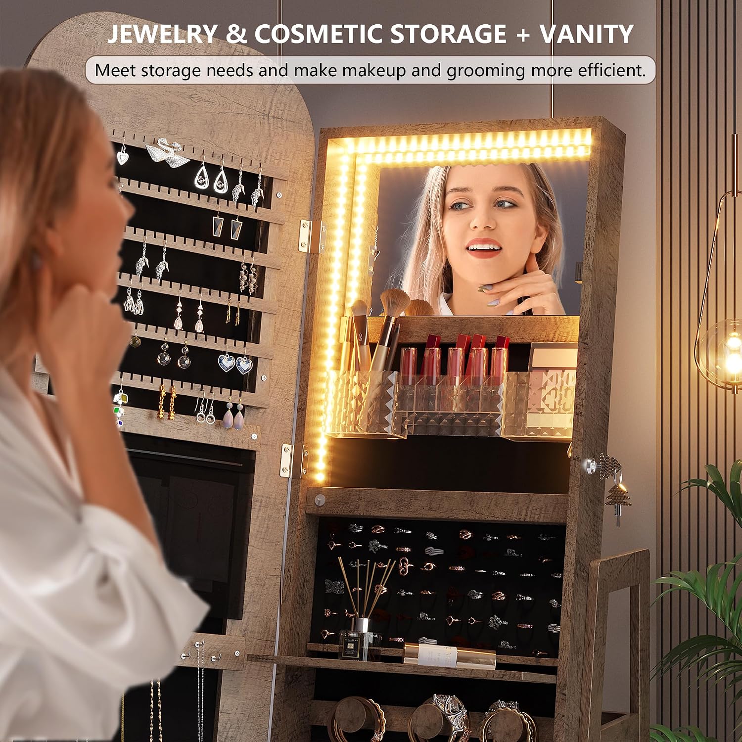 Organizador de Joyas Giratorio - Full Length Mirror Jewelry Armoire reseña y precio
