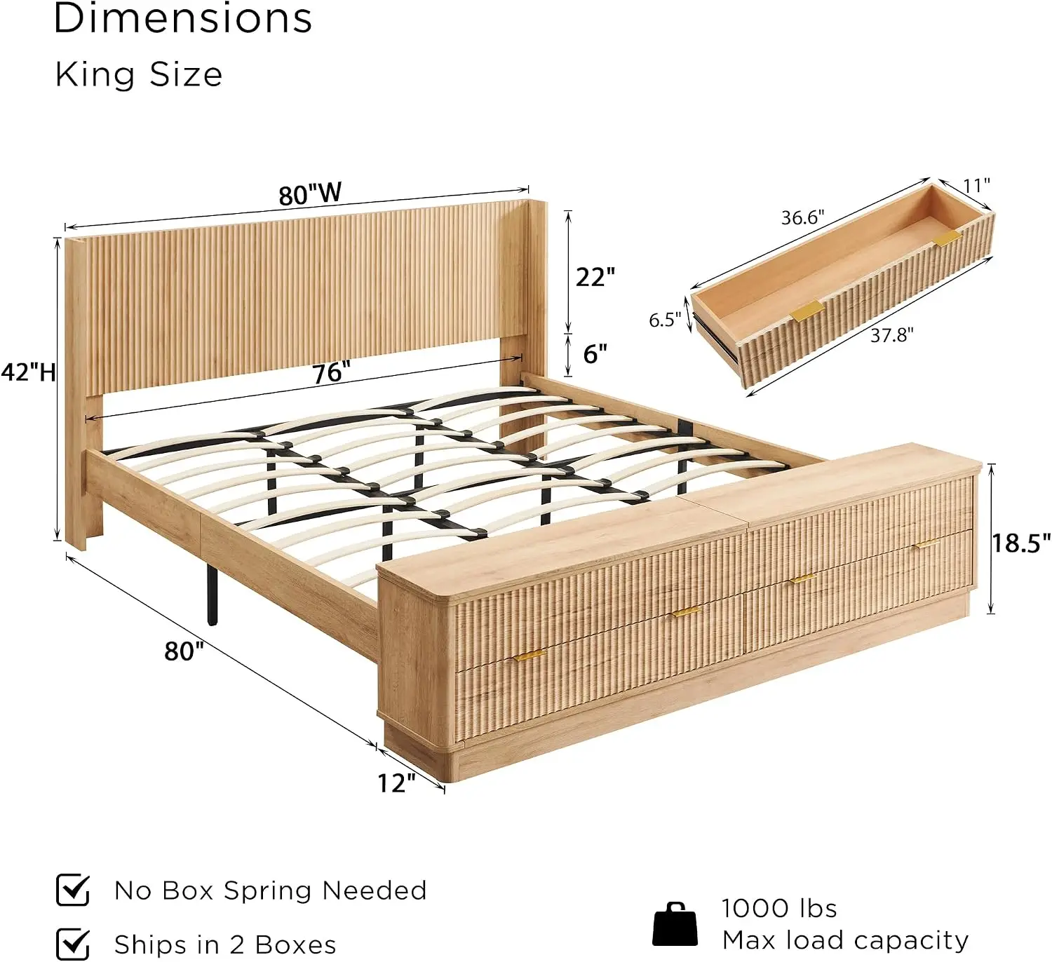 Base de cama King Size con dis - King Size Bed Frame With Storage Drawers reseña y precio
