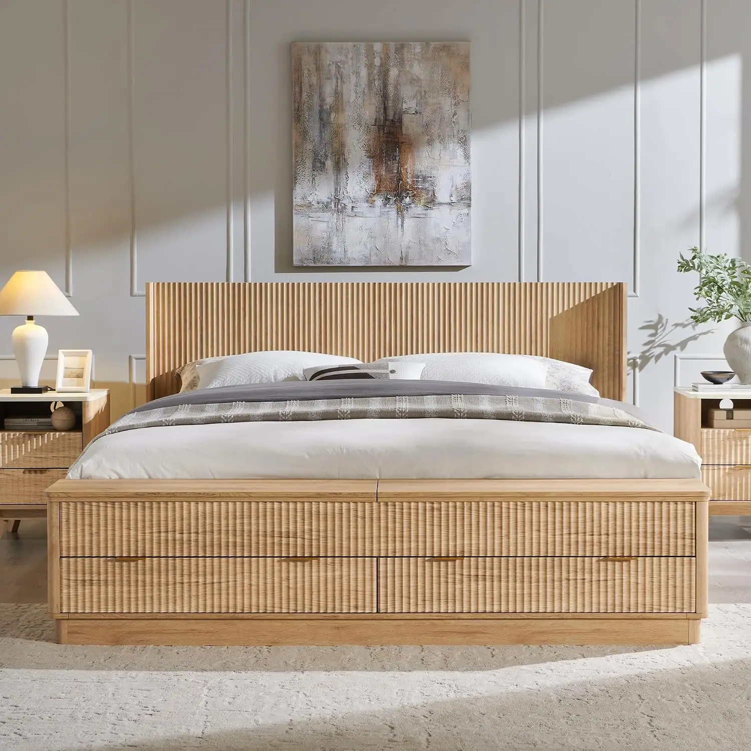 Base de cama King Size con dis - King Size Bed Frame With Storage Drawers reseña y precio