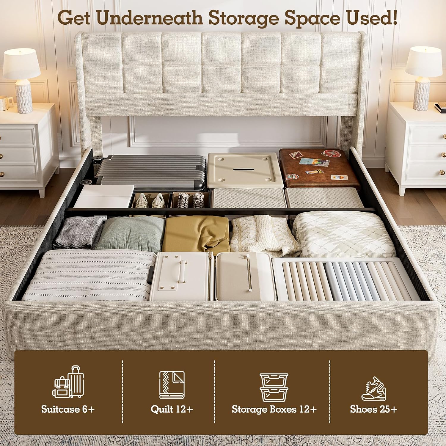 Base de Cama King Size con Ele - Gas Lift Storage Bed Hydraulic reseña y precio