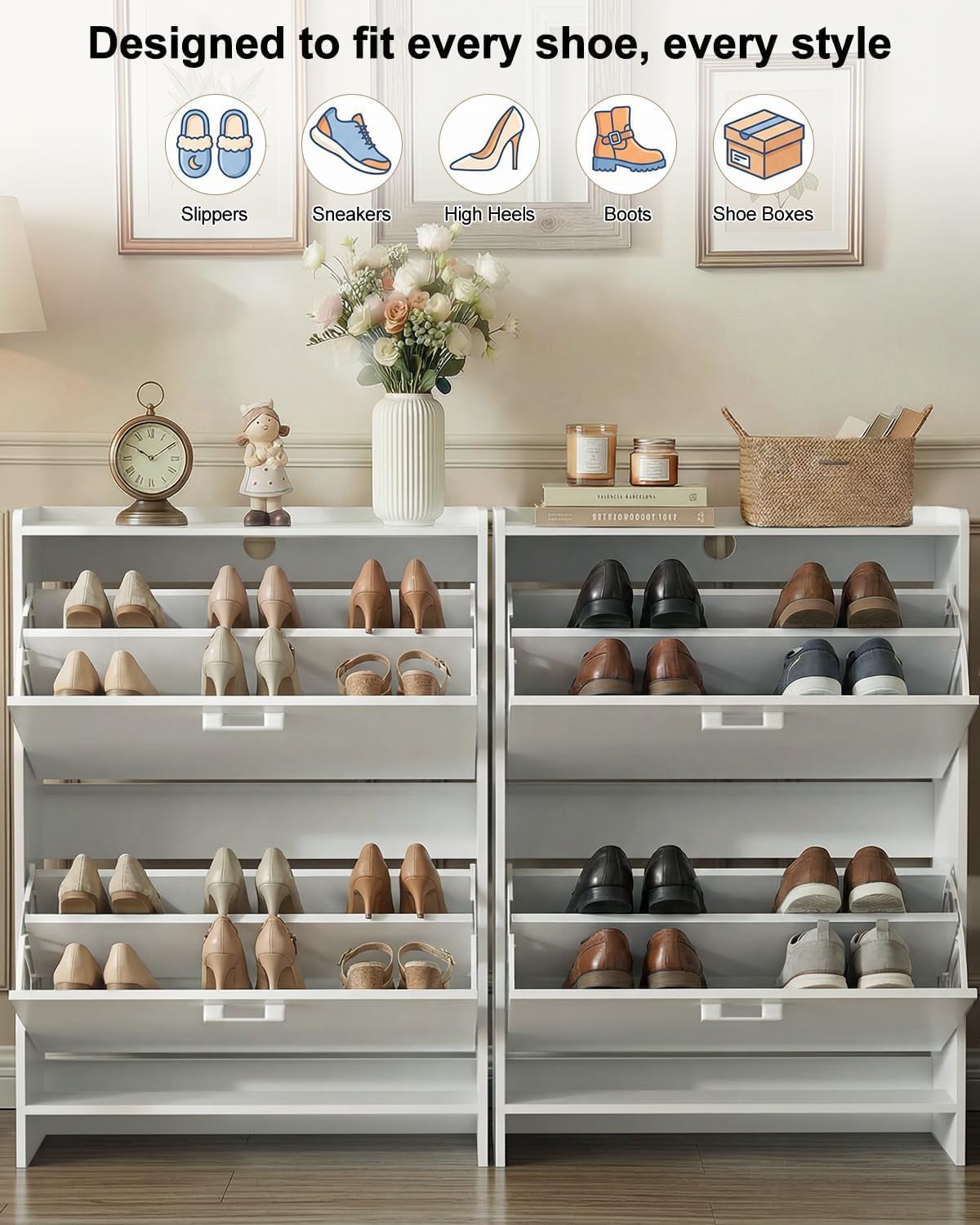 # Zapatero Estrecho con 2 Cajo - Shoe Rack Cabinet Narrow Entryway reseña y precio