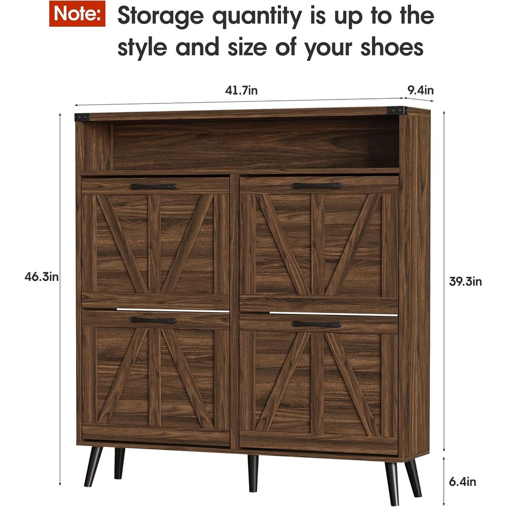 Zapatero con 4 compartimentos, - Shoe Rack Cabinet Narrow Entryway reseña y precio