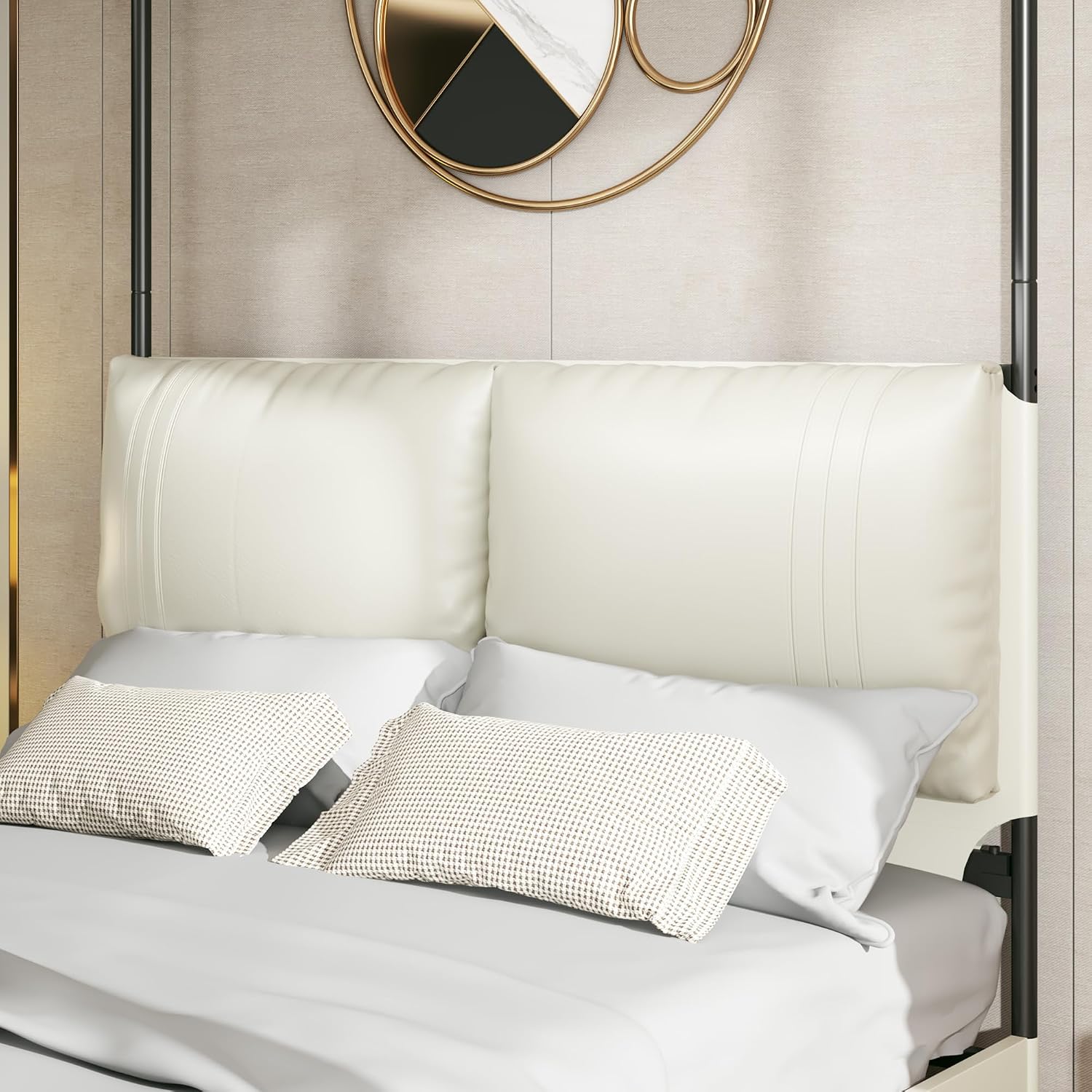 Base de Cama Queen con Toldo,  - Canopy Bed Frame Metal Queen reseña y precio