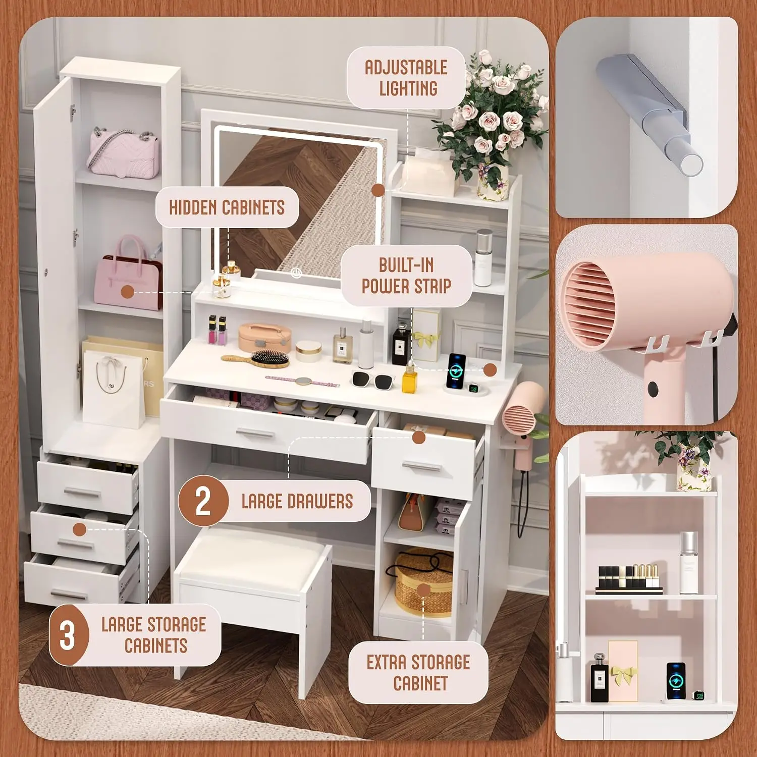 INTERGREAT Tocador de Maquilla - Dressing Table Vanity With Lighted Mirror reseña y precio