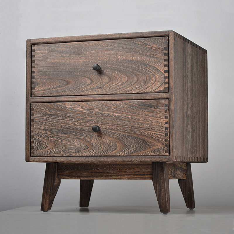 Mesita de Noche Retro de Mader - Solid Wood Nightstand 2 Drawers reseña y precio