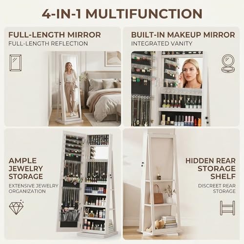 360 °   Armario Giratorio para - Full Length Mirror Jewelry Armoire reseña y precio