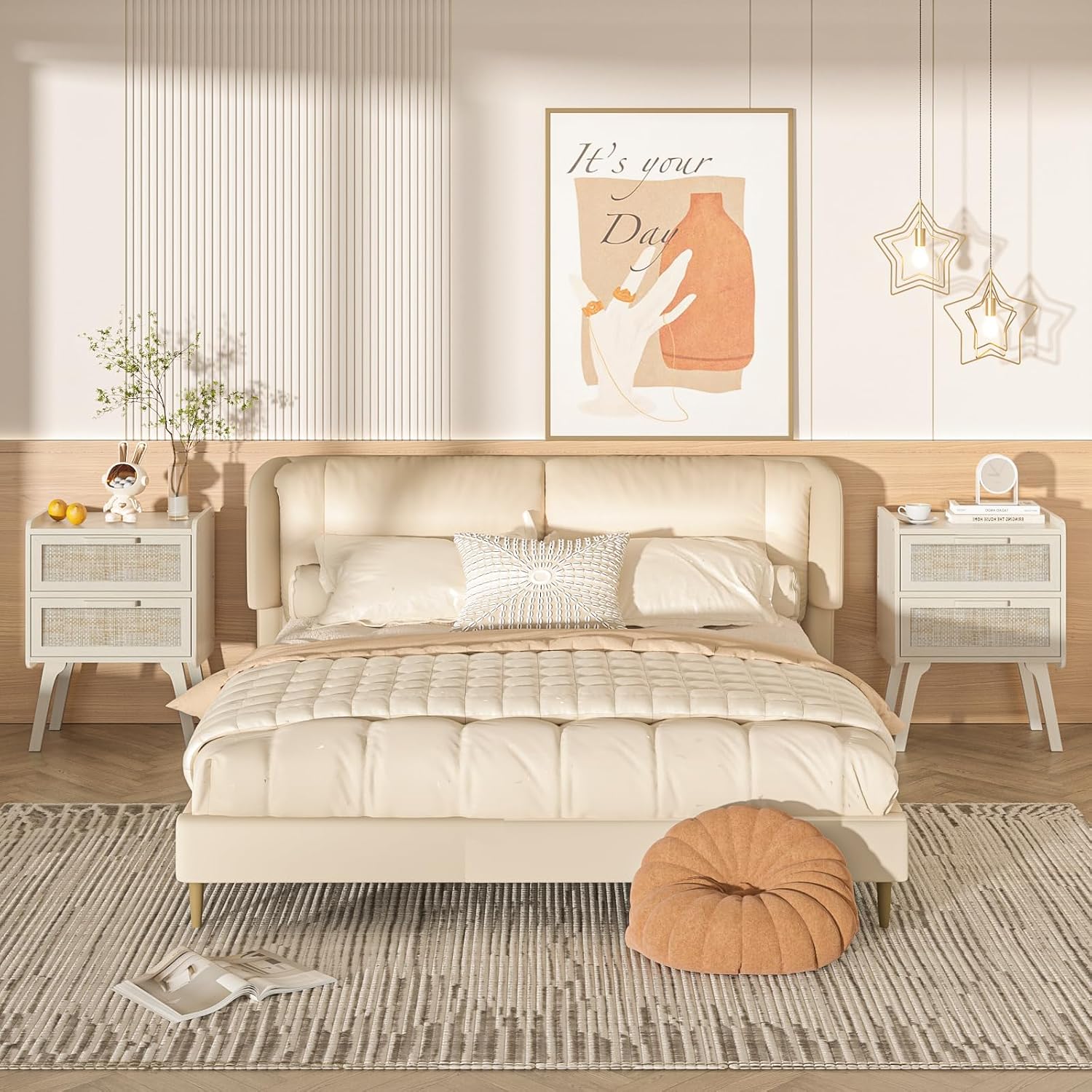 Juego de 2 Mesitas de Noche de - Solid Wood Nightstand 2 Drawers reseña y precio