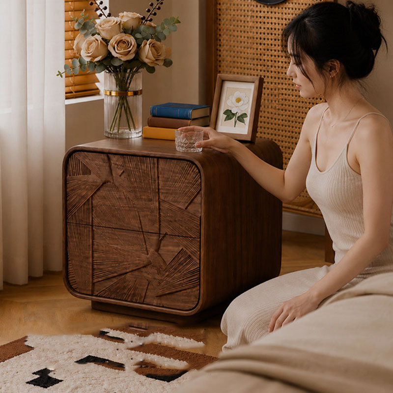 Mesita de Noche de Madera con  - Solid Wood Nightstand 2 Drawers reseña y precio