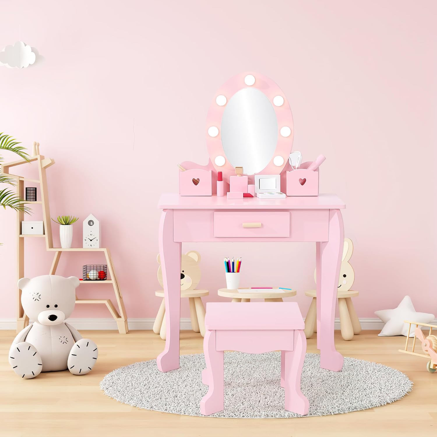 Juego de tocador y taburete pa - Dressing Table Vanity With Lighted Mirror reseña y precio