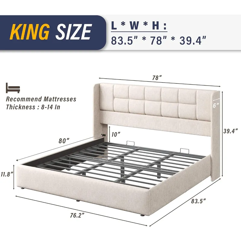 Base de cama con sistema de el - Gas Lift Storage Bed Hydraulic reseña y precio
