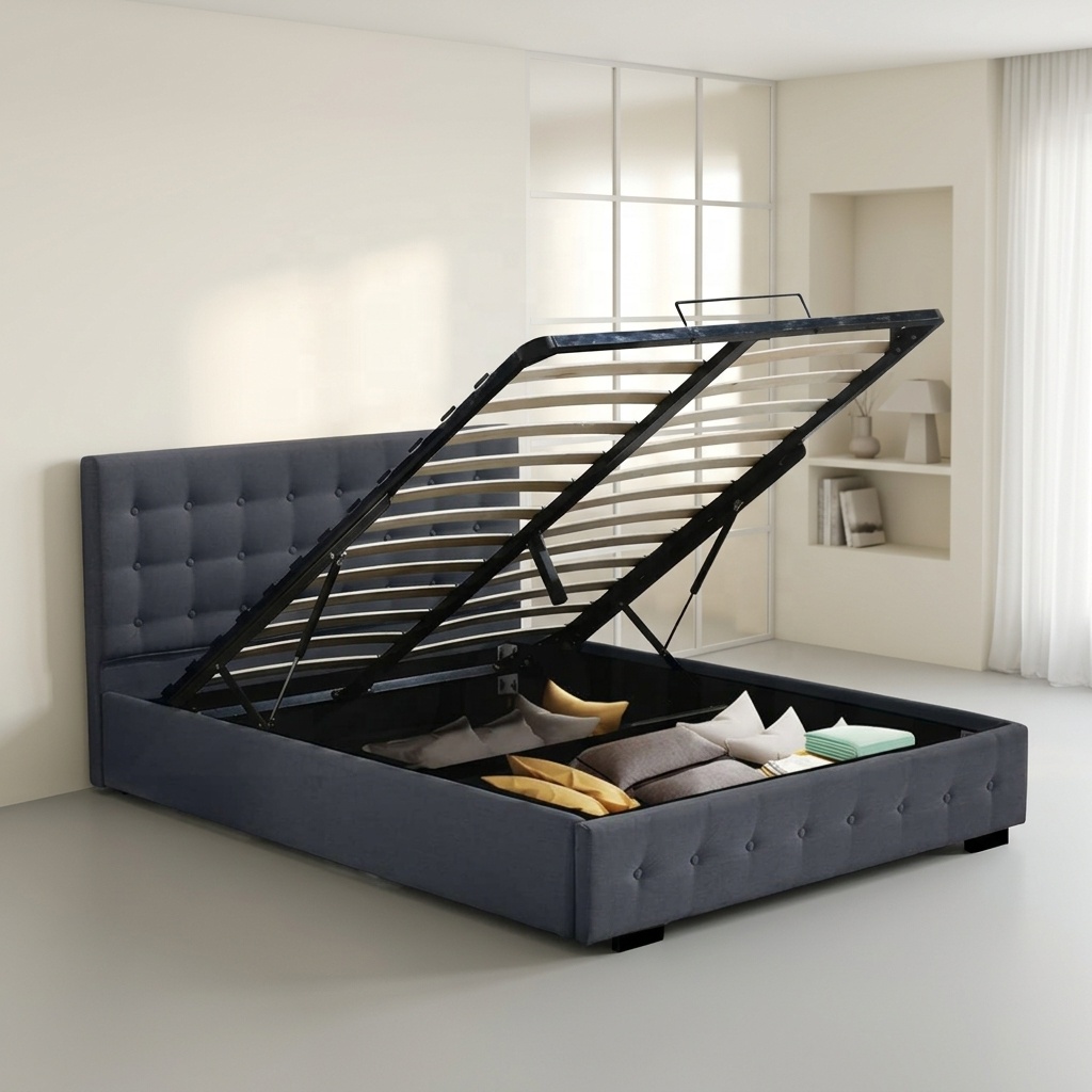 Cama Otomana Moderna con Tapiz - Gas Lift Storage Bed Hydraulic reseña y precio