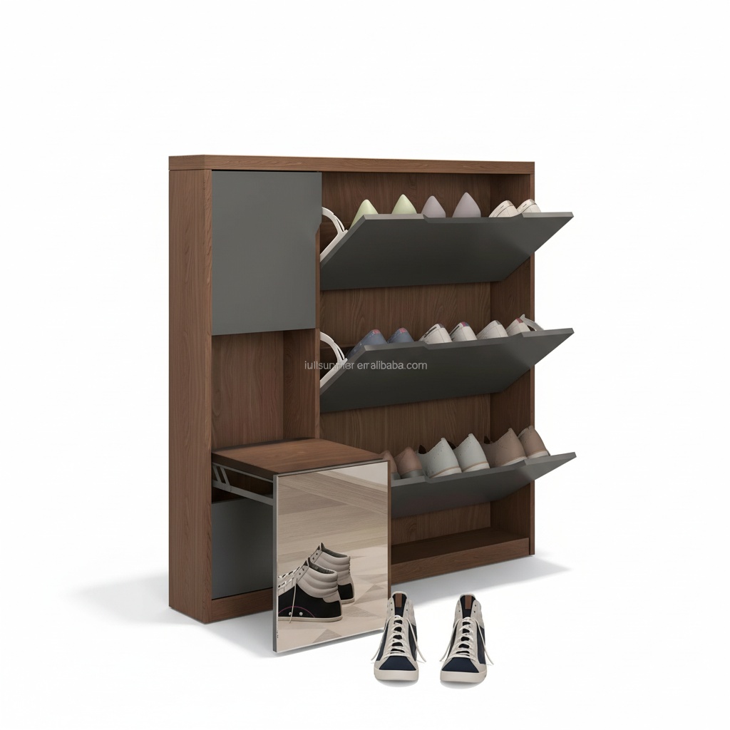 Zapatero delgado, de madera, c - Shoe Rack Cabinet Narrow Entryway reseña y precio