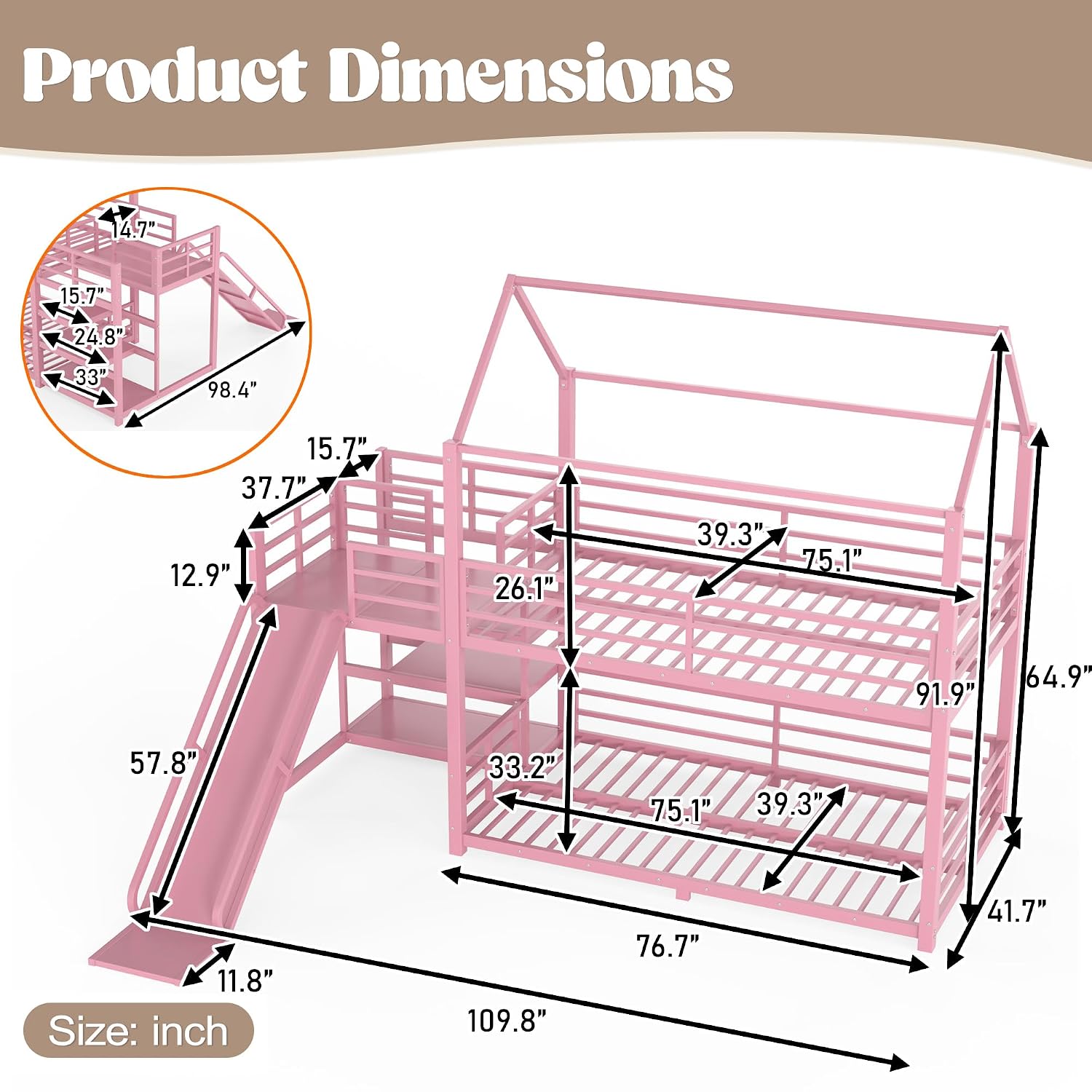 Cama doble con escalera y tobo - Bunk Bed With Stairs And Slide reseña y precio