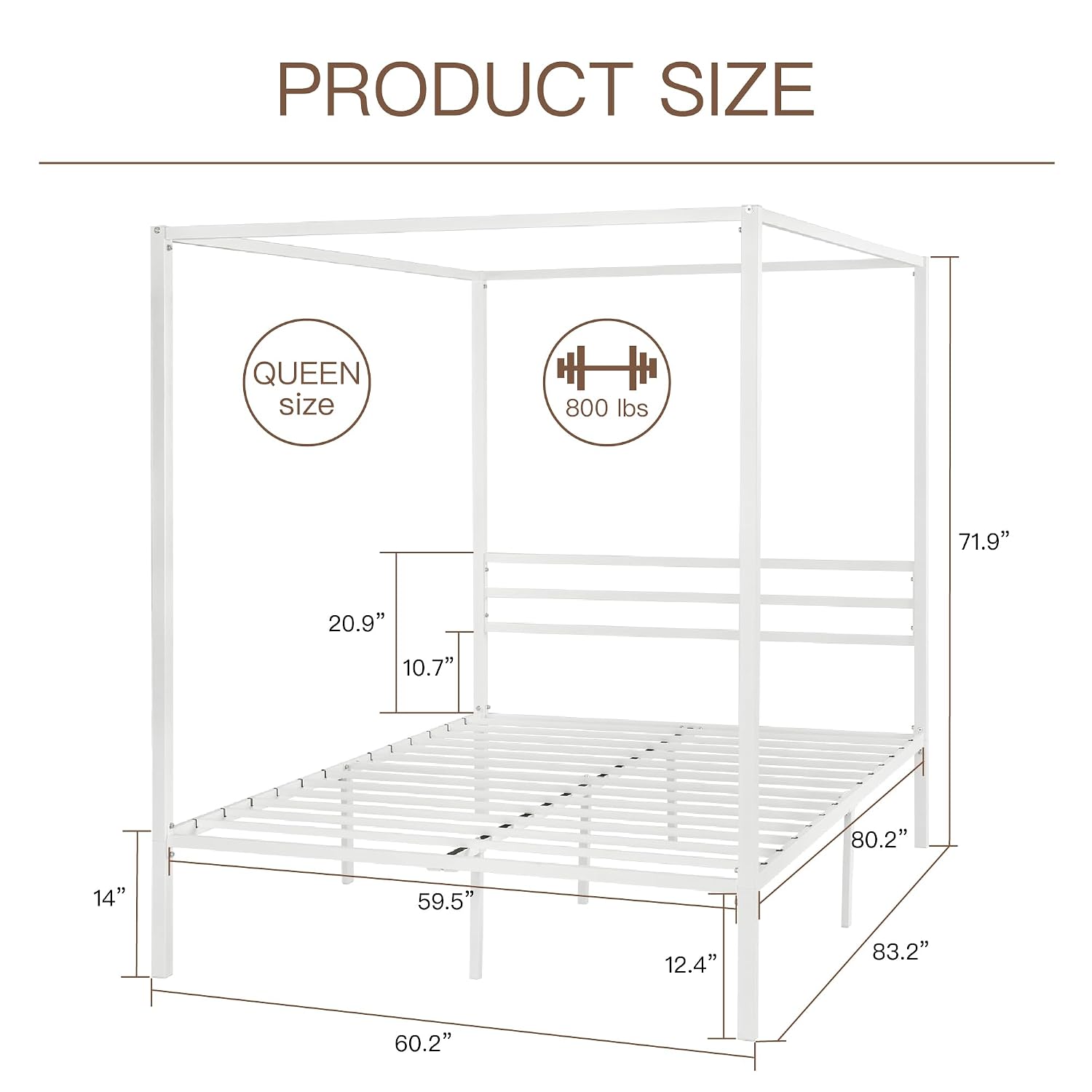 Base de Cama con Toldo de Meta - Canopy Bed Frame Metal Queen reseña y precio