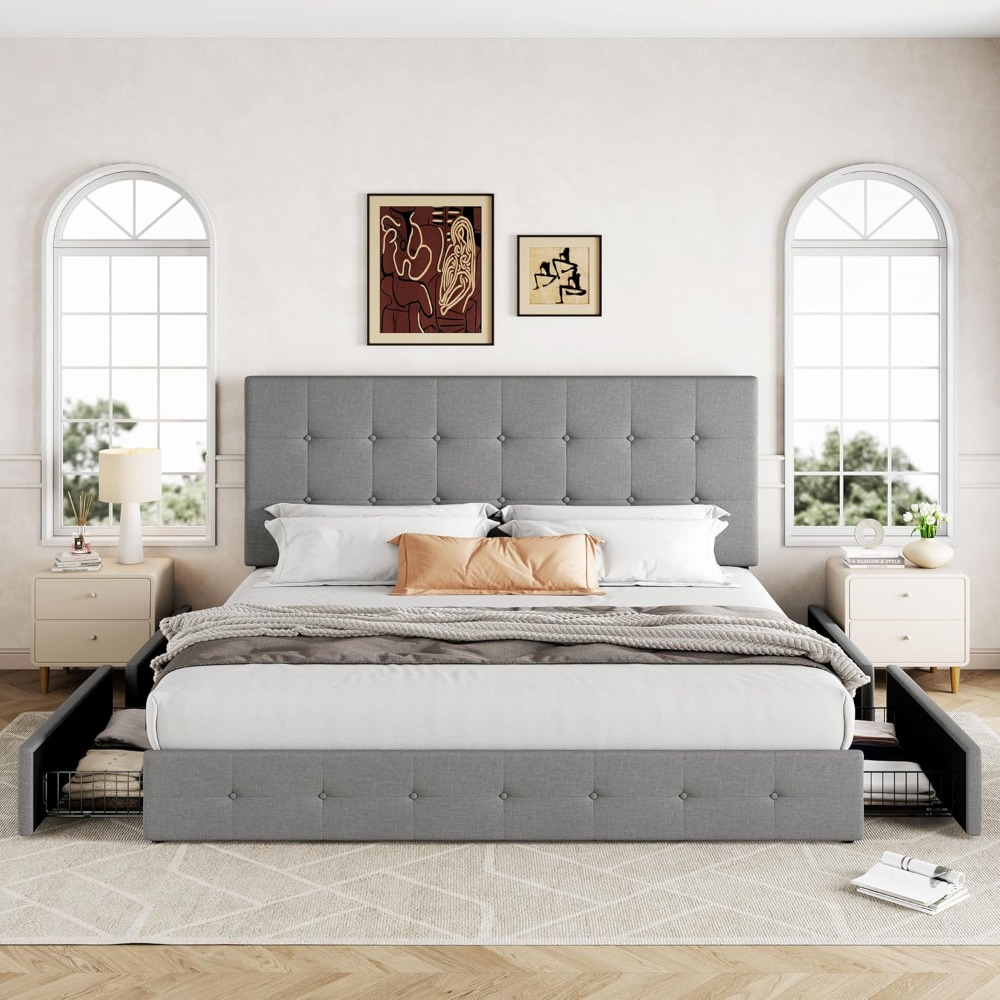 Base de Cama King Size con Caj - King Size Bed Frame With Storage Drawers reseña y precio