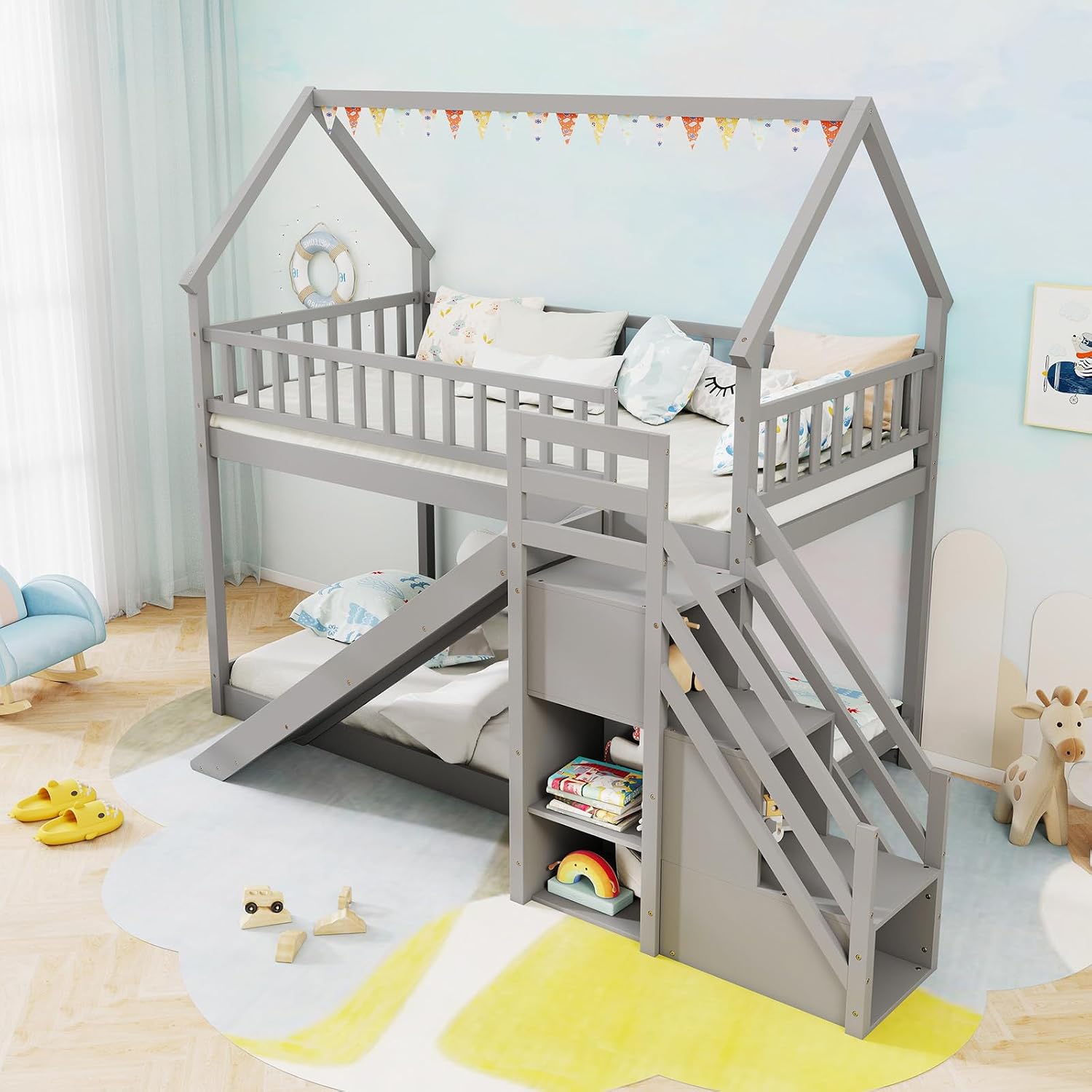 Cama litera doble con escalera - Bunk Bed With Stairs And Slide reseña y precio