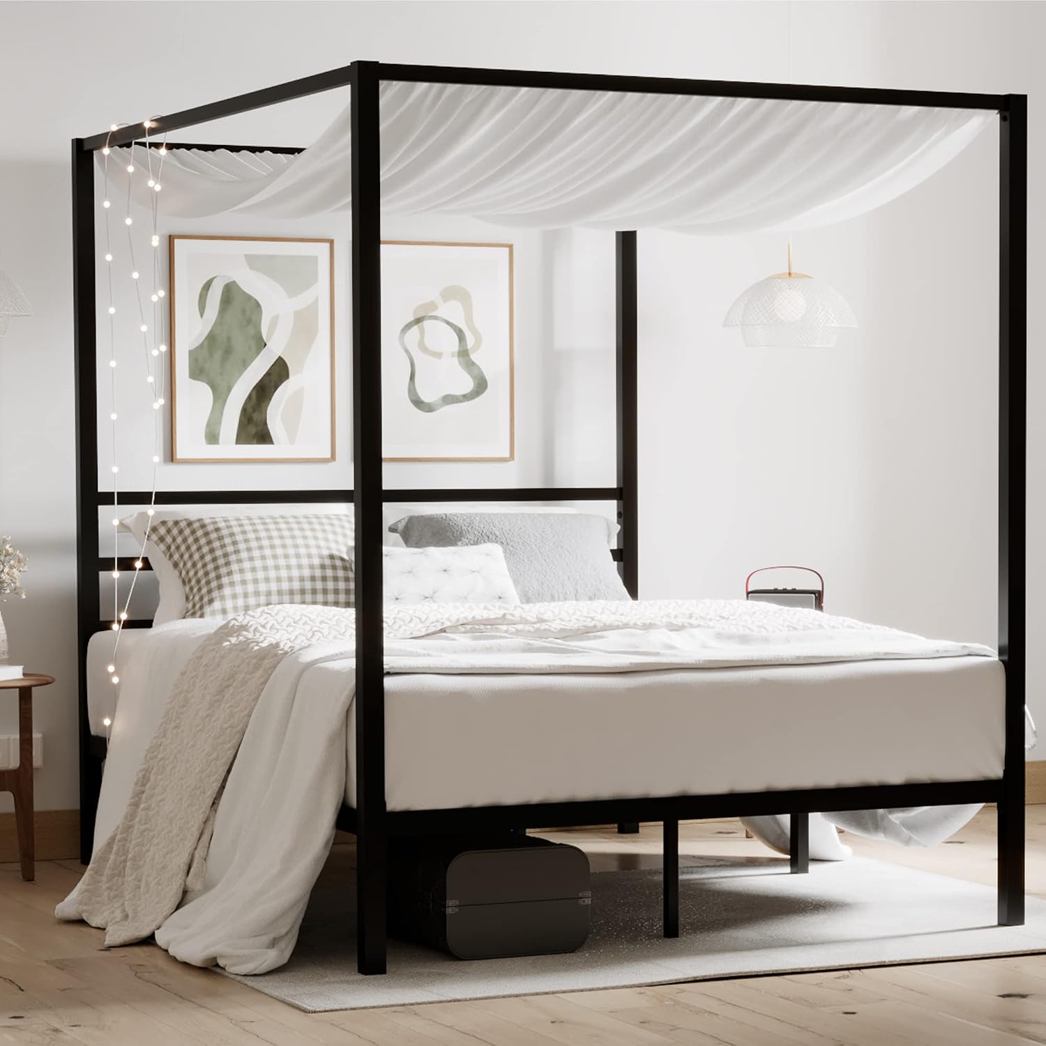 Base de Cama Queen con Estruct - Canopy Bed Frame Metal Queen reseña y precio