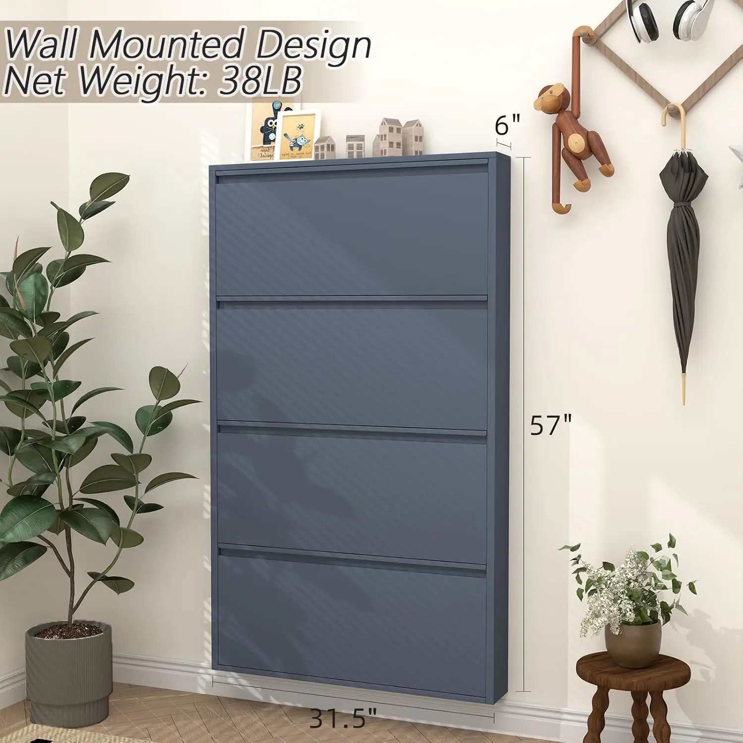 Zapatero con 4 Cajones Abatibl - Shoe Rack Cabinet Narrow Entryway reseña y precio