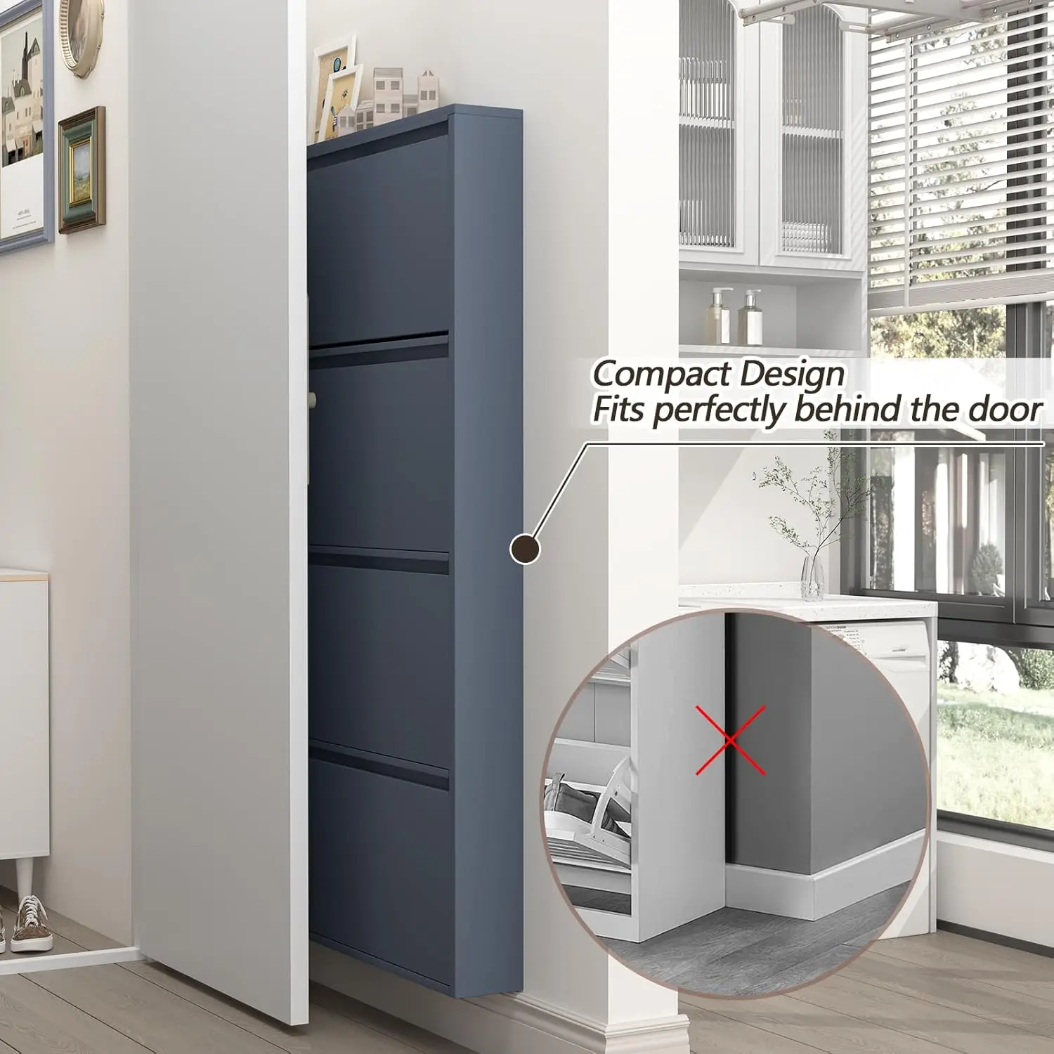 Zapatero con 4 Cajones Abatibl - Shoe Rack Cabinet Narrow Entryway reseña y precio