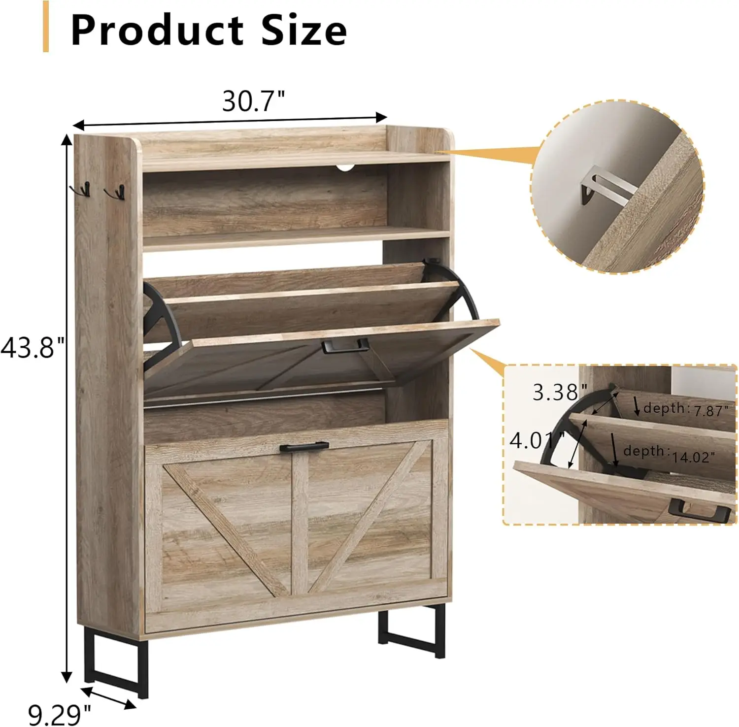 Zapatero con 2 cajones abatibl - Shoe Rack Cabinet Narrow Entryway reseña y precio