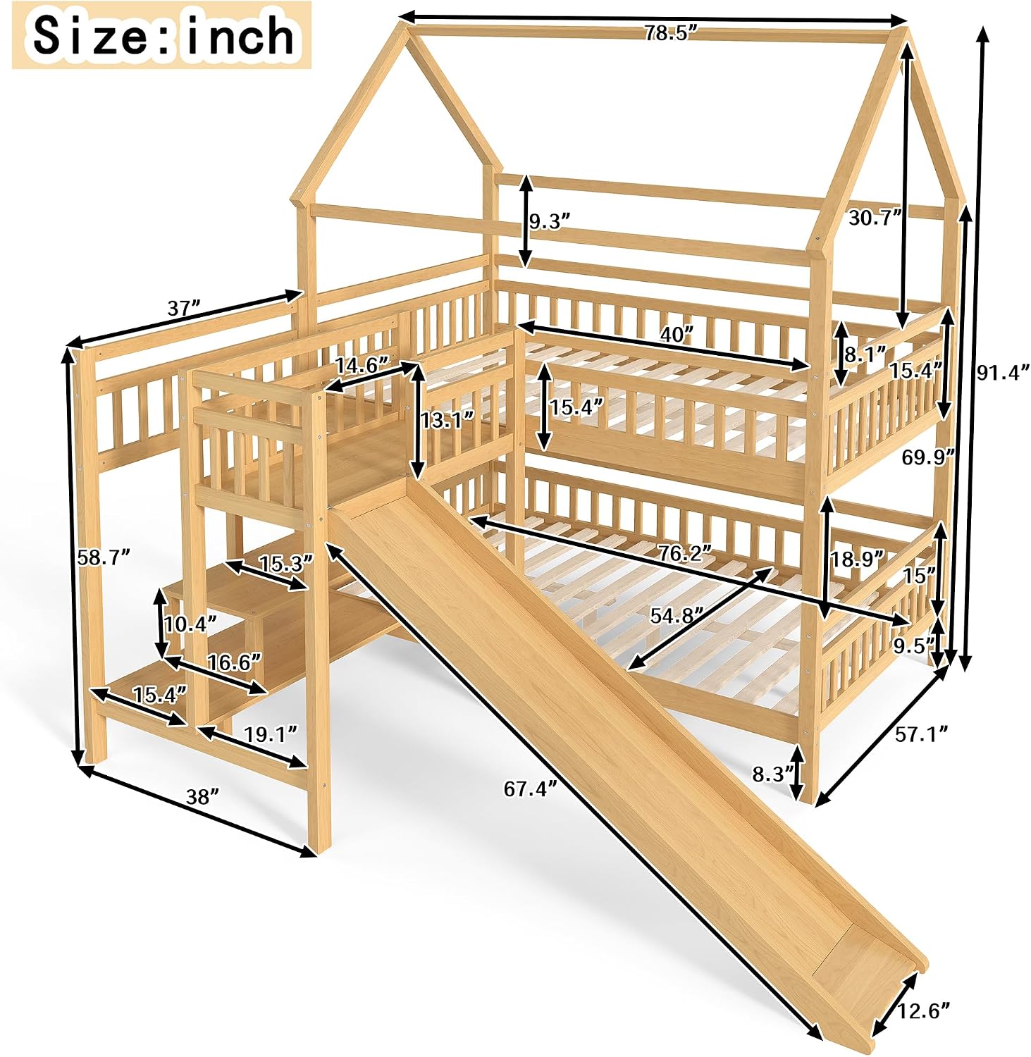 Cama litera doble sobre doble  - Bunk Bed With Stairs And Slide reseña y precio