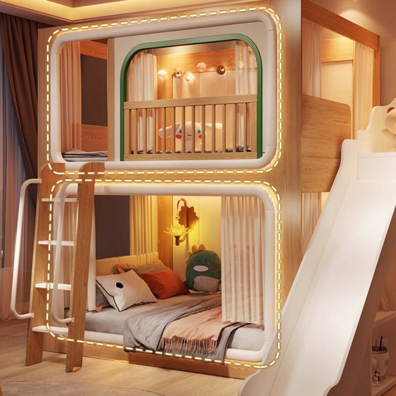 Loft, Camas para niños de dos  - Bunk Bed With Stairs And Slide reseña y precio